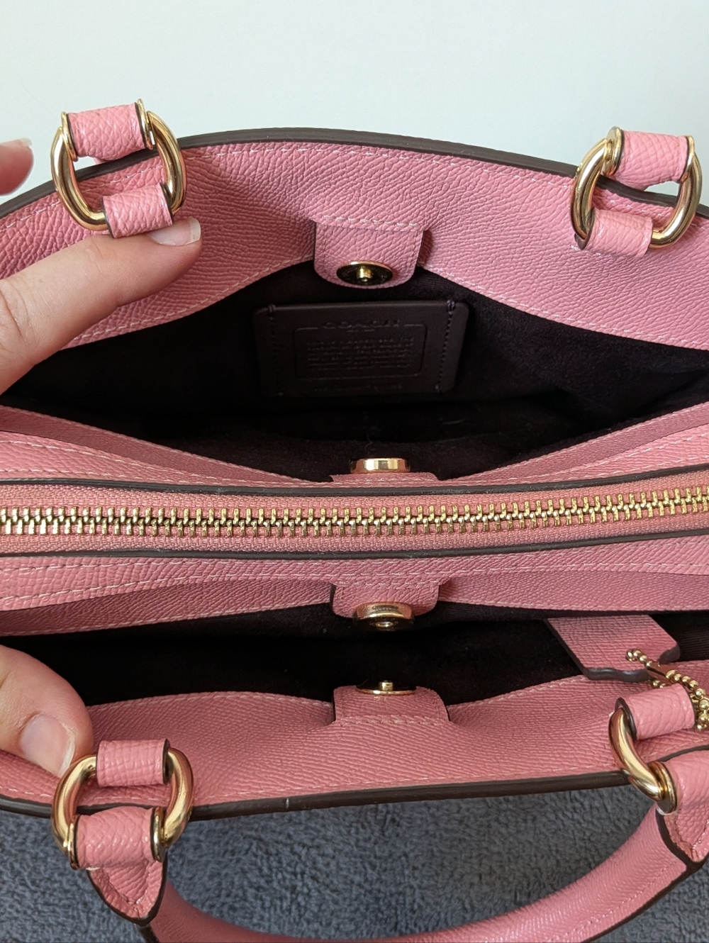 Coach Mini Lillie Carryall In Pink Cross Grain - Picture 8 of 10